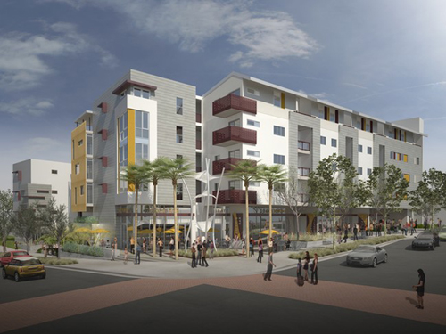 Architect's rendering of proposed Lorena Plaza, 3407 E. 1st Street, Boyle Heights